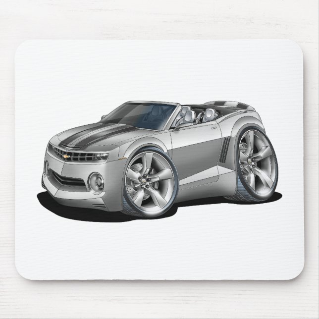 Camaro Silber-Schwarzes Kabriolett 2012 Mousepad (Vorne)