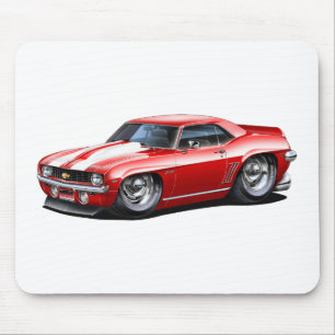 Camaro SS Rot-Weißes Auto 1969 Mousepad