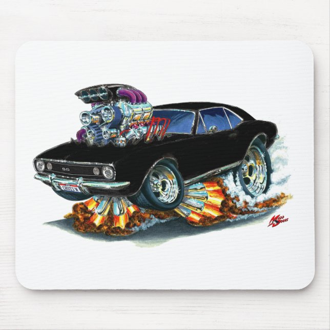 Camaro SS schwarzes Auto 1967 Mousepad (Vorne)
