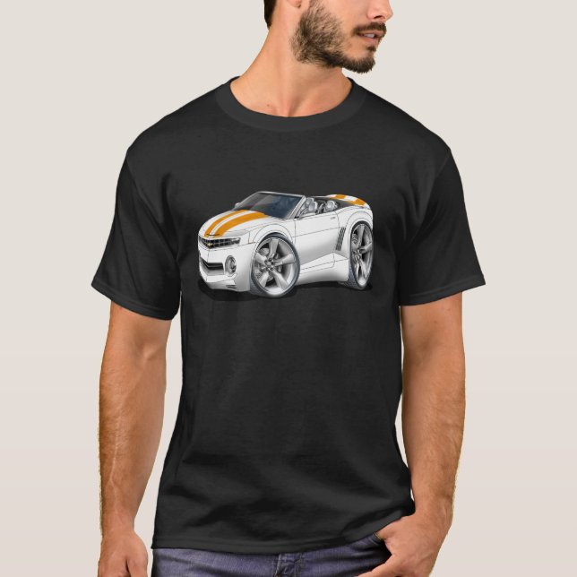 Camaro Weiß-Orange Kabriolett 2012 T-Shirt (Vorderseite)