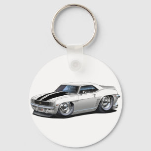 Camaro Weiß-Schwarzes Auto 1969 Schlüsselanhänger