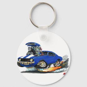 Camaro Z28 Blau-Weißes Auto 1969 Schlüsselanhänger