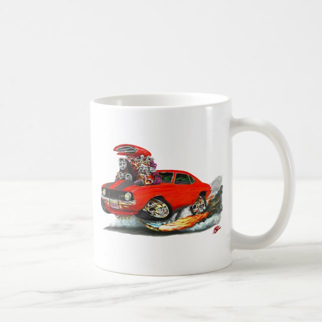 Camaro Z28 Rot-Schwarzes Auto 1969 Kaffeetasse (Rechts)