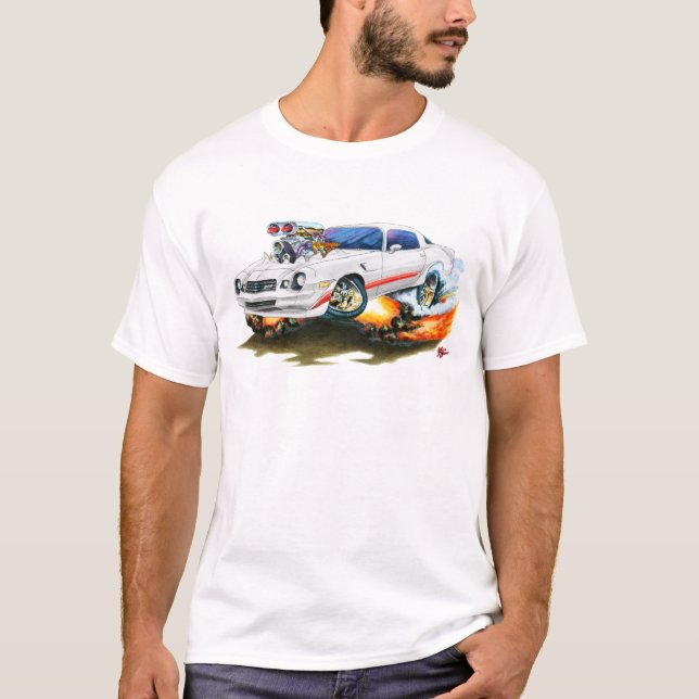 Camaro Z28 Weiß-Rotes Auto 1979-81 T-Shirt (Vorderseite)