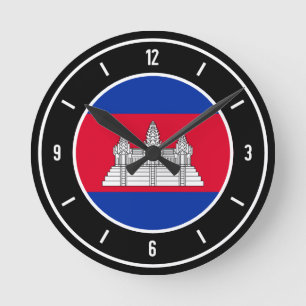 Cambodia Flag Elegant Runde Wanduhr