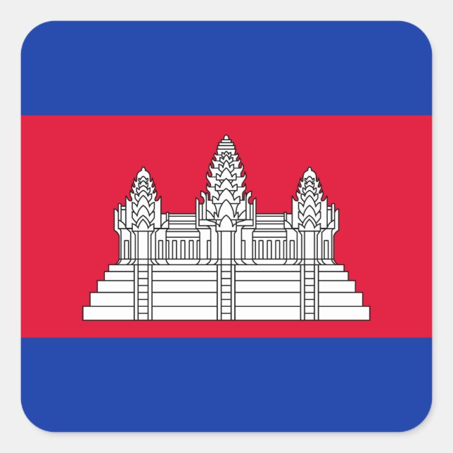 Cambodia Flag Quadratischer Aufkleber (Vorderseite)