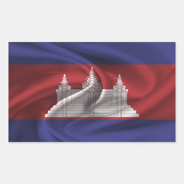 Cambodia Flag Rechteckiger Aufkleber (Vorderseite)