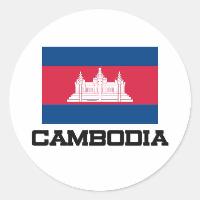 Cambodia Flag Runder Aufkleber (Vorderseite)