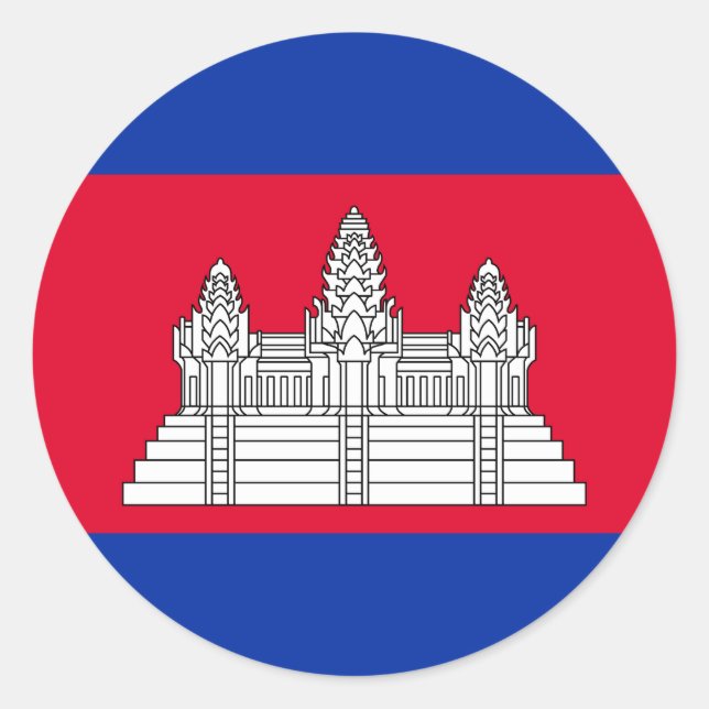 Cambodia Flag Runder Aufkleber (Vorderseite)
