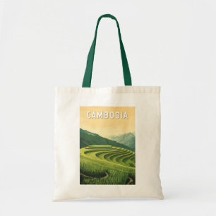 Cambodia Illustration Travel Art Vintag Tragetasche