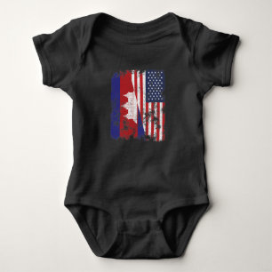 Cambodia USA Flag - Half American Baby Strampler