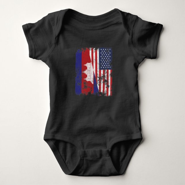 Cambodia USA Flag - Half American Baby Strampler (Vorderseite)