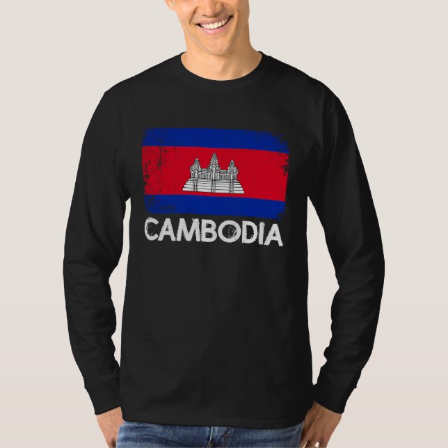 Cambodian Flag Vintage Made In Cambodia T-Shirt (Vorderseite)