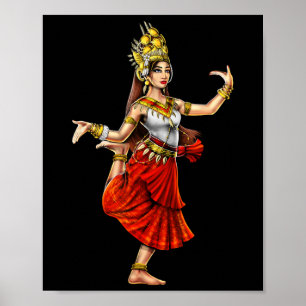Cambodian Khmer Traditioneller Tanz Girl Apsara Ca Poster