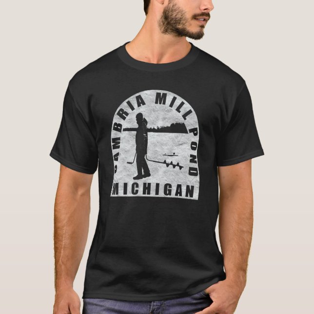 Cambria Mill Pond Ice Fischen T-Shirt (Vorderseite)