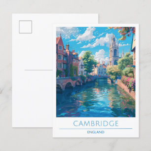 Cambridge England Art Vintage Reisen Postkarte