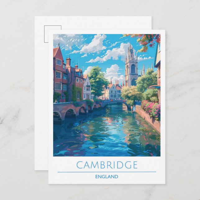 Cambridge England Art Vintage Reisen Postkarte (Vorne/Hinten)