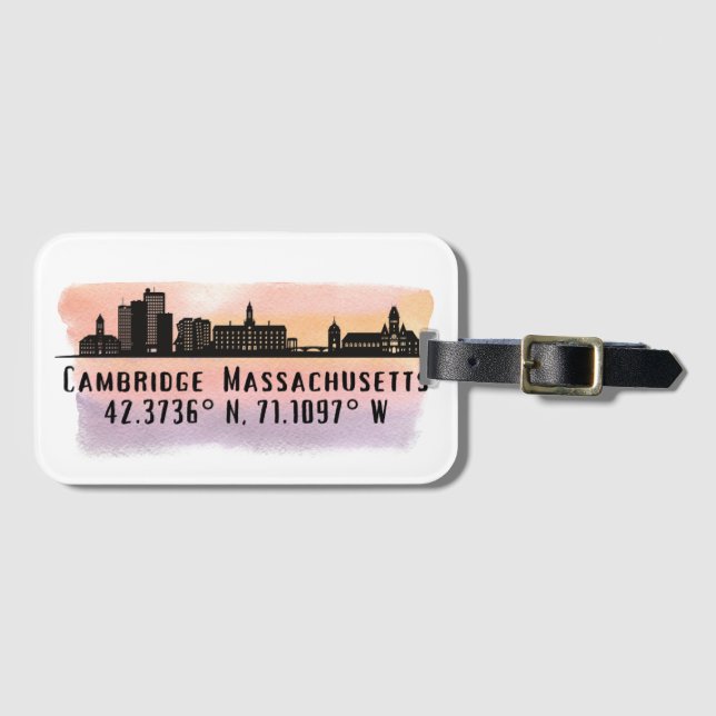 Cambridge MA City Skyline Gepäckanhänger (Vorderseite (Horizontal))