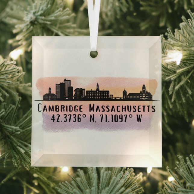 Cambridge MA City Skyline Glasdekoration Ornament Aus Glas (Insitu)