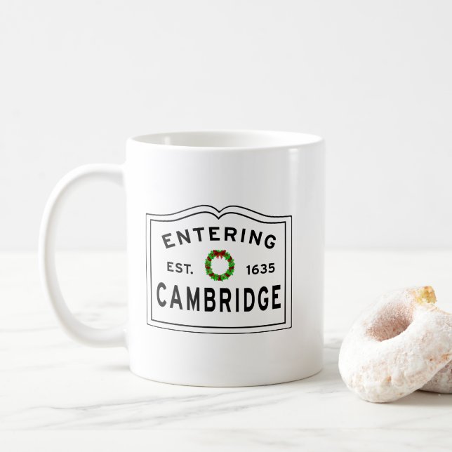 Cambridge, MA Holiday Wreath Tasse (Mit Donut)