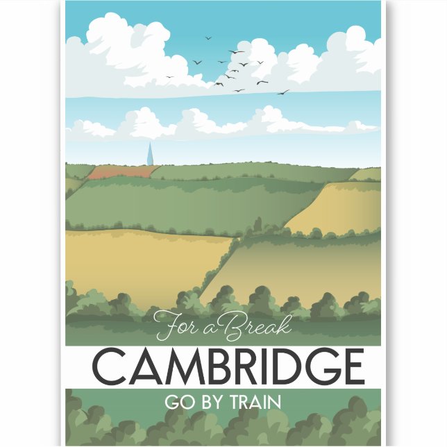 Cambridge Train Travel Poster Aufkleber (Vorderseite)