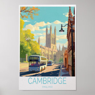 Cambridge Travel Poster - England Mauer Art