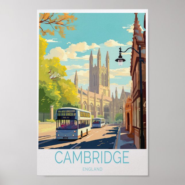 Cambridge Travel Poster - England Mauer Art (Vorne)