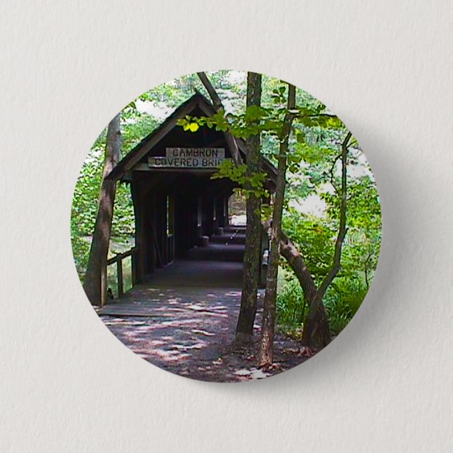 Cambron Covered Bridge, Madison Landkreis, Alabama Button (Vorderseite)