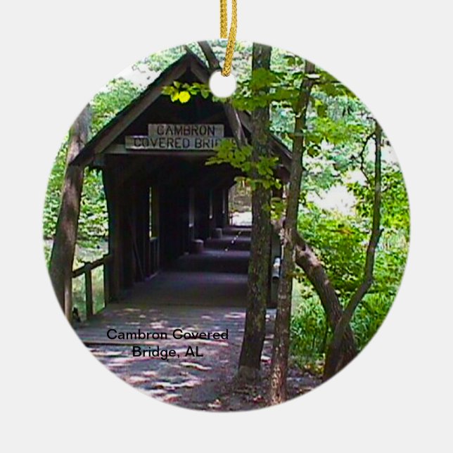 Cambron Covered Bridge, Madison Landkreis, Alabama Keramik Ornament (Vorne)