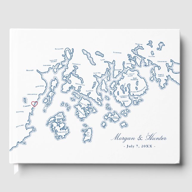 Camden Guest Book - Penobscot Bay Maine Karte Gästebuch (Vorderseite)