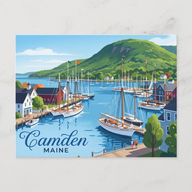Camden Harbor USA Postkarte (Vorderseite)