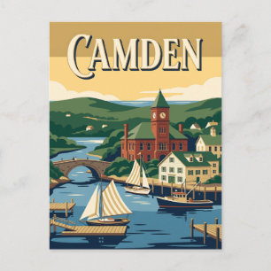 Camden Maine Hafen Retro Vintage Reiseposter Postkarte