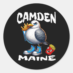 Camden Maine Lustige Möwe Pommes Frites Souvenir Runder Aufkleber