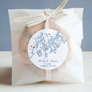 Camden Maine Map Elegant Navy Blue Gastgeschenk Ho Runder Aufkleber