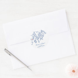 Camden Maine Map Elegant Navy Blue Wedding Runder Aufkleber