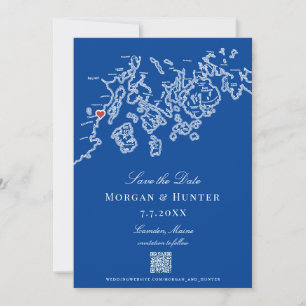 Camden Maine Map Eleganter QR-Code Save The Date
