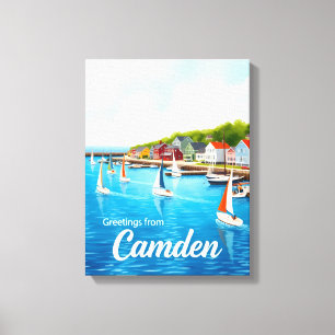 Camden, Maine – Segelboote & Häfen Aquarell Leinwanddruck