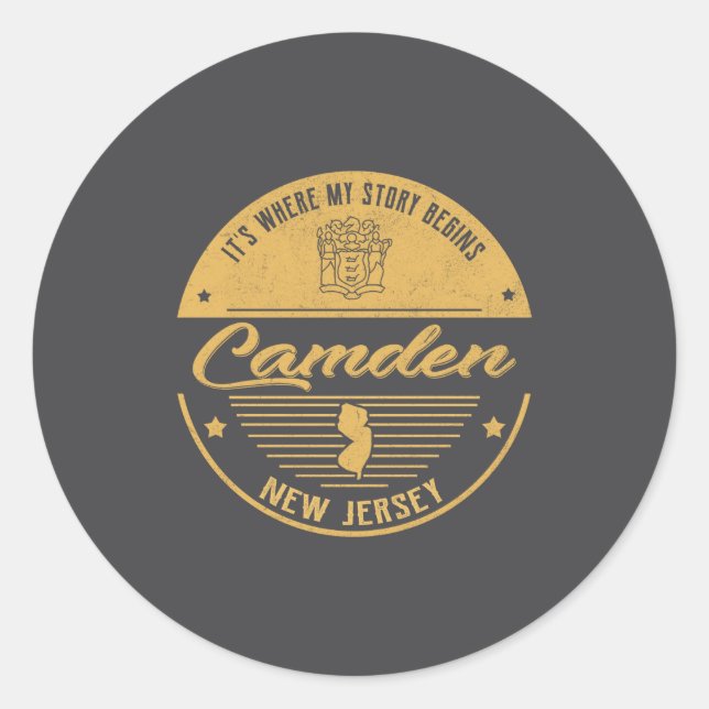 Camden New Jersey Its Where My Story Begins _1  Runder Aufkleber (Vorderseite)