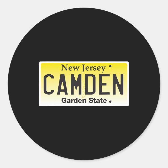 Camden New Jersey Nj Hometown License Plate Graphi Runder Aufkleber (Vorderseite)
