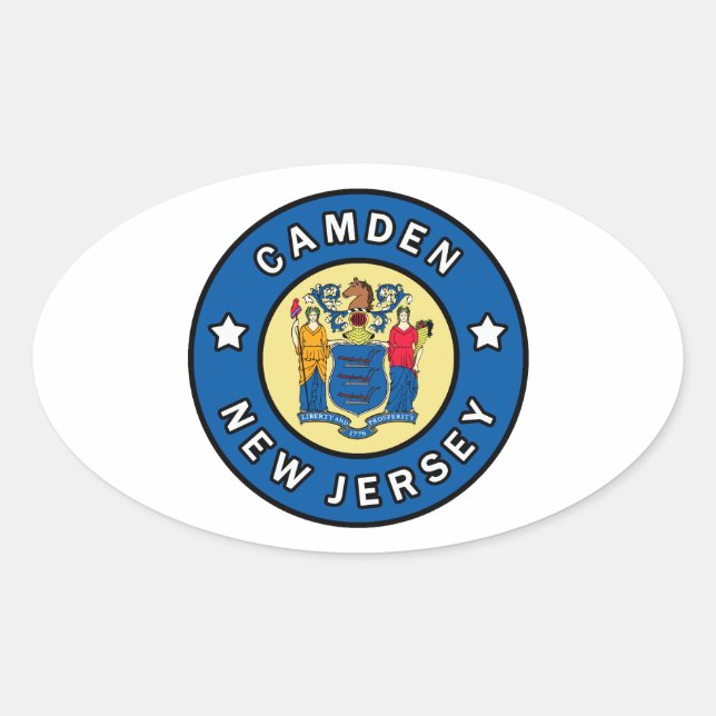 Camden New Jersey Ovaler Aufkleber (Vorderseite)