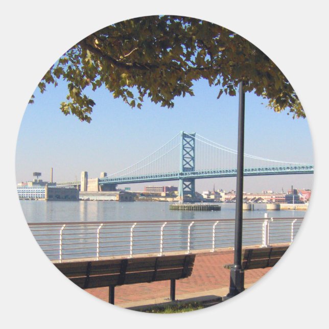 Camden NJ Bridge Runder Aufkleber (Vorderseite)