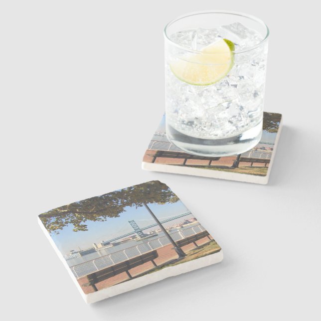 Camden NJ Bridge Steinuntersetzer (Seitenansicht)