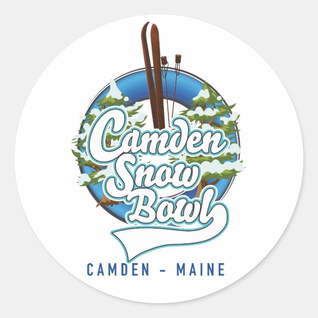 Camden Snow Bowl Ski Logo. Runder Aufkleber (Vorderseite)