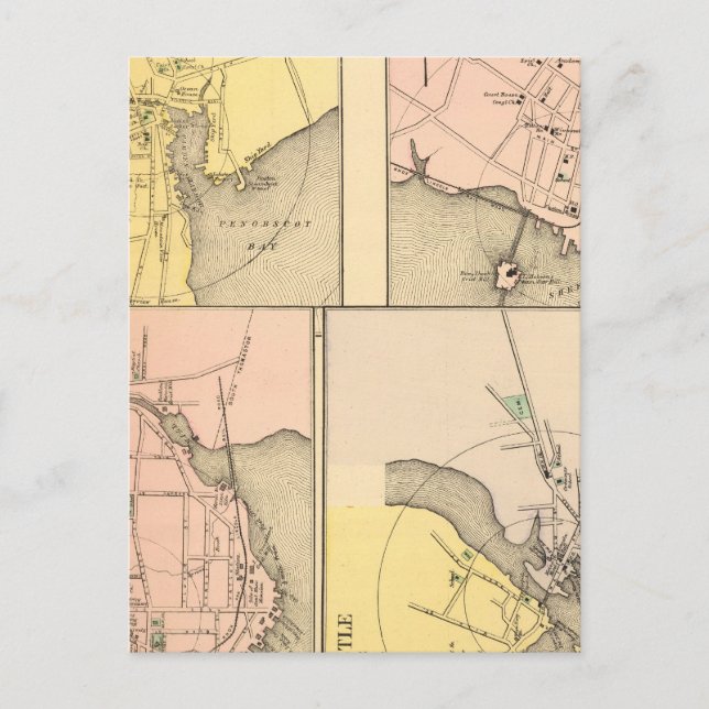 Camden, Wiscasset, Damariscotta, Postkarte (Vorderseite)