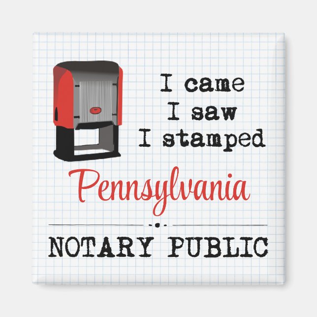 Came Saw gestanzte Notary Public Pennsylvania Magnet (Vorne)