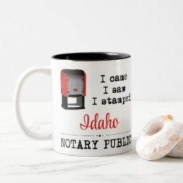 Came Saw gestempelte Notary Public Idaho Zweifarbige Tasse