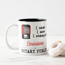 Came Saw gestempelte Notary Public Louisiana Zweifarbige Tasse