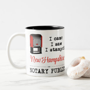 Came Saw gestempelte Notary Public New Hampshire Zweifarbige Tasse
