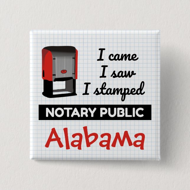 Came Saw Stamps Notary Public Briefmarken Alabama Button (Vorderseite)