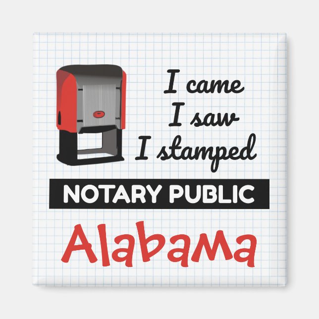 Came Saw Stamps Notary Public Briefmarken Alabama Magnet (Vorne)